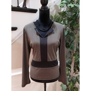 Annex Women's Multicolor Polyester V-Neck Long Sleeve Casual Top Blouse Large